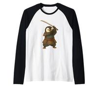 Pinguino Samurai con Katana Spada Lotta Arte Maglia con Maniche Raglan