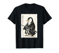 Pinguino Samurai Giapponese Guerriero Cultura Ukiyo-E Anime Maglietta