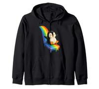 Pinguino Scorrevole Giù Arcobaleno Carino Kawaii Divertente Illustrazione Felpa con Cappuccio