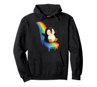 Pinguino Scorrevole Giù Arcobaleno Carino Kawaii Divertente Illustrazione Felpa con Cappuccio