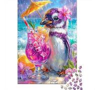 Pinguino Spiaggia Tropicale Puzzle 1000 Pezzi Carta per Adulti Scena Cocktail Spiaggia Gioco di Puzzle 1000 Pezzi Relax Famiglia Regalo Casa 70x50cm/1000pcs