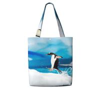 Pinguino stampato,Borse della spesa riutilizzabili, borse per la spesa, borsa a tracolla in tela di grande capacità