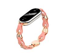 PINHEN Compatibile per Xiaomi Smart Band 8/9/10, fascia di ricambio per signore in acciaio inox e catena di cintura in pelle PU per Miband 8