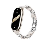 PINHEN Compatibile per Xiaomi Smart Band 8/9/10, fascia di ricambio per signore in acciaio inox e catena di cintura in pelle PU per Miband 8