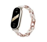 PINHEN Compatibile per Xiaomi Smart Band 8/9/10, fascia di ricambio per signore in acciaio inox e catena di cintura in pelle PU per Miband 8