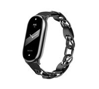 PINHEN Compatibile per Xiaomi Smart Band 8/Mi Band 9/10 Band, fascia di ricambio per signore in acciaio inox e catena di cintura in pelle PU per Miband 8