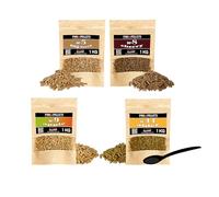 PINI Set di pellet in legno naturale, 4 x 1 kg, per affumicatore a scelta tra 4 varietà - pellet di faggio n. 5, pellet di ciliegia n. 8, pellet di mela n. 9, Erlenpellets Nr 11 - legno puro