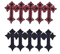 Pinicecore 10 Pz Cross Ricamato Patch per Abbigliamento Forniture per Cucire Distintivi Decorativi Applique Abbigliamento Stiro Red/Black Cross