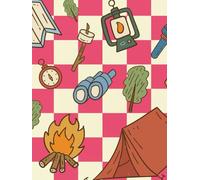 Pink Adventure-Themed Checkered Nature & Fire S’mores Journal - 110 Pages for Hiking, Camping, and Outdoor Adventures - Perfect for School, Office, or Personal Use - Ideal for Women and Teens