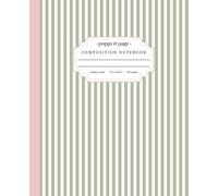 Pink and Green Composition Notebook: Cute Aesthetic Sage and Blush Preppy Stripe Journal for Women and Teen Girls for School or Work | College Ruled Pages