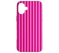 Pink and Hot Pink Vertical Stripes Trendy Lines Girly Custodia per iPhone 16 Plus