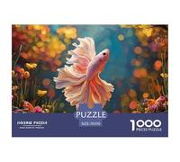 Pink And White Betta Fish 1000 Pezzi Cartone Robusto Puzzle Siamese Fighting Fish Sfida Unica Gioco Per Famiglie Puzzle Decorazioni Per La Casa 70x50cm/1000pcs