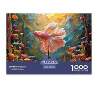 Pink And White Betta Fish 1000 Pezzi Cartone Robusto Puzzle Siamese Fighting Fish Sfida Unica Gioco Creativo Puzzle Per Adulti E Bambini 52x38cm/1000pcs