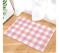 Pink And White Buffalo Check Gingham Zerbino Ingresso Lavabile In Lavatrice Tappeto Entrata Confortevole Tappeti Da Bagno Per Corridoio Vasca Esterno 40X60 Cm