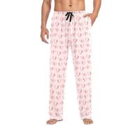 Pink Axolotls - Pantaloni lunghi da uomo, in cotone, pigiama, Multicolore, M