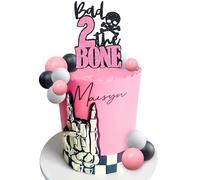 Pink Bad Two the Bone Decorazioni per feste Rock And Roll 2° compleanno decorazioni per torta per feste di compleanno a tema musica rock 2 anni festa di compleanno