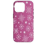 Pink Berry Snowflakes Pattern Winter Christmas Holidays Snow Custodia per iPhone 16 Pro