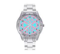 Pink Blob Fish - Orologio da polso da uomo, in acciaio inox, analogico, al quarzo, per lavoro, Stile:, regular, Bracciale