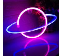 Pink + Blue Planet neon segno Facile da usare Camera da letto Soggiorno Nightlight USB/batteria doppio scopo LED segno Compleanno Festa di nozze Decorazione di Natale Decorazione della parete