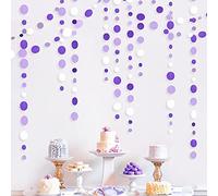 Pink Blume 46Ft Ghirlanda di pois viola e bianchi da appendere in carta a pois per compleanno, fidanzamento, matrimonio, doccia, matrimonio, San Valentino, battesimo, decorazioni per feste a tema