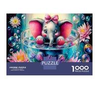 Pink Bow Elephant in Lotus 1000 Pezzi Puzzle Classici Per Adulti E Bambini ≥12 Anni Giochi Rilassamento E Intelligence Fantasy Animal Sfida Impossibile Regalo Amore Amico Hobby Creativo Tempo Libero 7