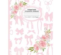 Pink Bows & Blossoms College Ruled Composition Journal Notebook: Notebook for Kids and Students | 110 pages, 7.5" x 9.25"