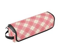 Pink Buffalo Check 2 in 1 - Organizer per strumenti per capelli e tappetino resistente al calore, con cerniera, antipolvere, da viaggio, per utensili caldi e accessori per la cura dei capelli