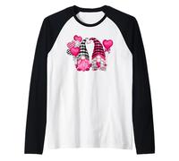 Pink Buffalo Plaid And Heart Balloons Valentine's GNOME Maglia con Maniche Raglan