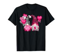 Pink Buffalo Plaid And Heart Balloons Valentine's GNOME Maglietta