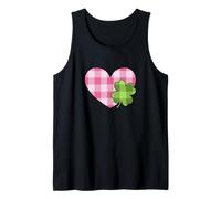 Pink Buffalo Plaid Heart for St. Paddys Day Green Shamrock Canotta