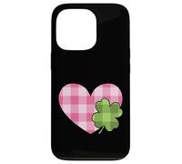 Pink Buffalo Plaid Heart For St. Paddys Day Green Shamrock Custodia per iPhone 13 Pro