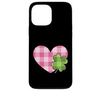 Pink Buffalo Plaid Heart For St. Paddys Day Green Shamrock Custodia per iPhone 13 Pro Max