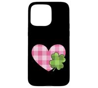 Pink Buffalo Plaid Heart For St. Paddys Day Green Shamrock Custodia per iPhone 15 Pro Max