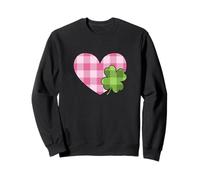 Pink Buffalo Plaid Heart for St. Paddys Day Green Shamrock Felpa