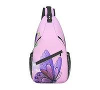 Pink Butterfly Jewel Dragonfly Crossbody Backpack Sling Bag Zaino da trekking da donna per uomo