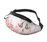 Pink Butterfly - Marsupio unisex con farfalla rosa e misura regolabile, borsa a tracolla stampata alla moda rosa, borsa a tracolla per avventurieri all'aperto, borsa resistente per attrezzi, A16