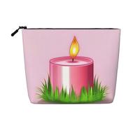 Pink Candle - Trousse per trucchi a strato singolo, in finto lino, impermeabile, con chiusura a cerniera, per le tue esigenze quotidiane o di viaggio, Nero , Taglia unica