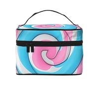 Pink Candy Travel Makeup Bag - Organizer portatile per articoli da toeletta con scomparti con cerniera per spazzole, bottiglie e prodotti per la cura della pelle