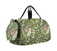 Pink Carnation Green Leaves William Morris Borsa da palestra piccola con scomparto per scarpe multifunzionale Weekender Overnight Range Bag per la pratica scolastica, sport, viaggi bolso de viaje para