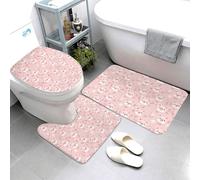 Pink Cartoon Pig Print Set Di Tappeti Da Bagno 3 Pezzi Lavabile Tappetino Da Bagno Resistente Zerbino Per Doccia Toeletta La Casa