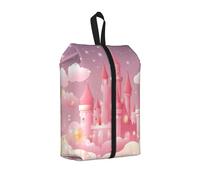 Pink Castle - Borsa per scarpe da viaggio Space Star, resistente all'acqua, con manico con cerniera, custodia leggera per valigia e palestra, si ripiega piatta per l'imballaggio, Castello Rosa, 22 x