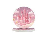 Pink Castle - Set di 6 sottobicchieri assorbenti in diatomite a forma di stella spaziale, ad asciugatura rapida, per bevande, tazze rotonde, per tavolo, bar, decorazione per la casa