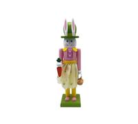 (Pink) Celebrate Easters with 30.8cm Bunnies Nutcrackers Wooden Figurine Colorful Rabbit Ornament for Tabletop or Shelf Display Pink