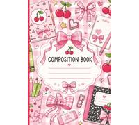 Pink Cherry Gingham Composition Book: 120 Dotted Pages Journal for Women & Girls: Cute Cottagecore Bow Bullet Journal Notebook - Perfect for Planning, Notes & Sweet Vibes