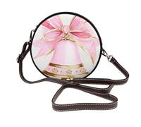 Pink Christmas Bell With Bow Donne Rotonda Crossbody Borse In Pelle Sling Bag Borsa