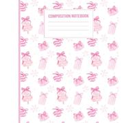 Pink Christmas Composition Notebook: Cute Holiday Journal with Gifts, Bows, and Snowflakes | 100 Lined Pages | 7.5 x 9.25 in | School, Writing, Notes, Diary
