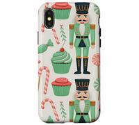Pink Christmas Nutcracker Candy Cane Pink Nutcracker Cupcake Custodia per iPhone X/XS