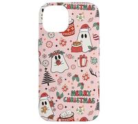 Pink Christmas Spooky Ghost Merry Christmas Retro Pastel Custodia per iPhone 14
