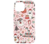 Pink Christmas Spooky Ghost Merry Christmas Retro Pastel Custodia per iPhone 15