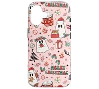 Pink Christmas Spooky Ghost Merry Christmas Retro Pastel Custodia per iPhone 16